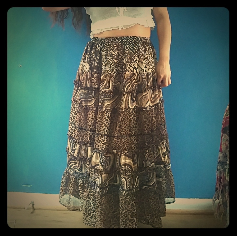 Boho Animal Print Skirt